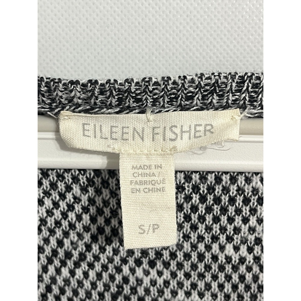 Eileen Fisher Small Organic Cotton Linen Swing Sweater Black White Marled - Picture 2 of 6